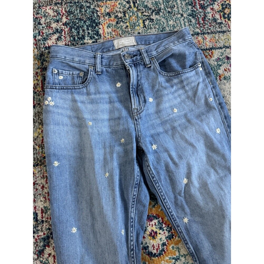 Everlane The Super Soft‎ Straight Leg Jean Organic Cotton Daisy Detail Size 27